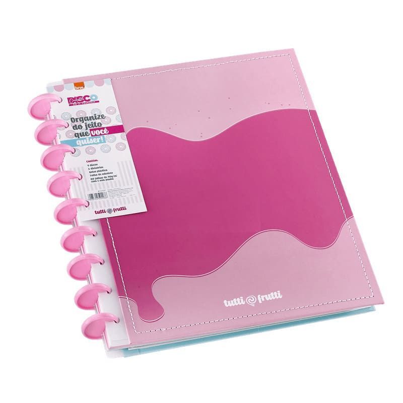 CADERNO 1 MATERIA INTELIGENTE COLEGIAL DISCO TUTTI FRUTI BRW - REF. CD1007 - PACOTE COM 5 UNIDADES