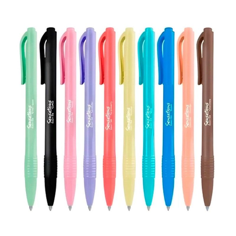 CANETA ESFEROGRAFICA 0.7 RETRATIL SENSATIONS COM CHEIRO 10 CORES NEWPEN - REF. 01.1166 - 1 UNIDADE