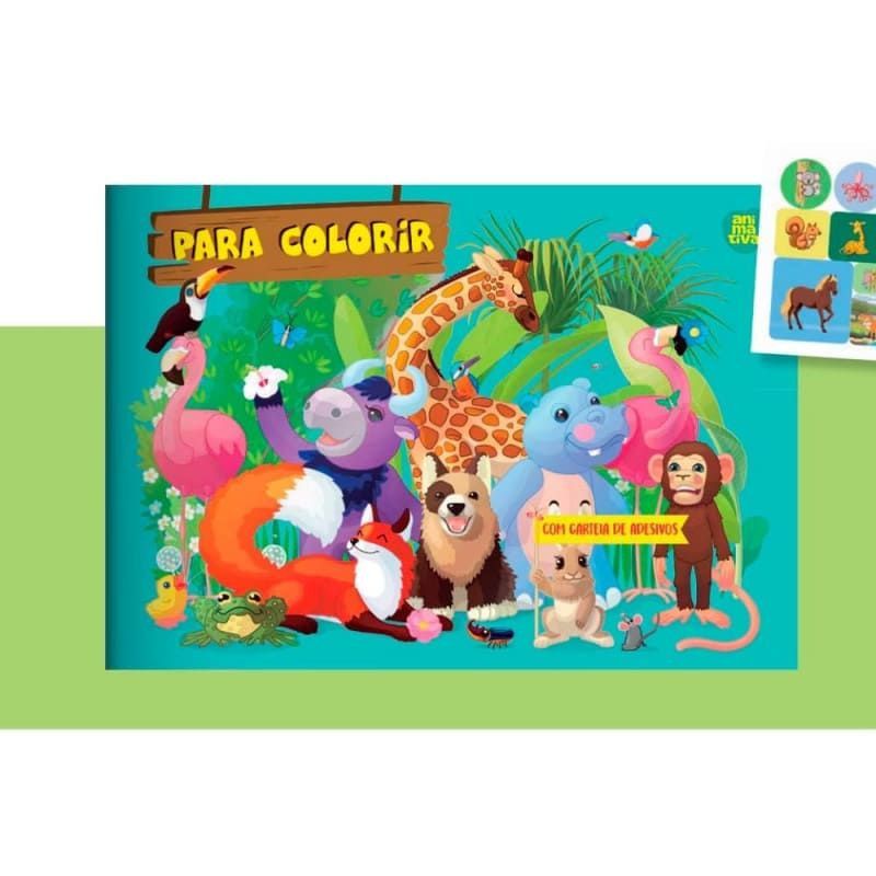 LIVRO PARA COLORIR 1/4 ANIMAIS 16 FOLHAS ANIMATIVA - REF. 10712 - PACOTE COM 20 UNIDADES