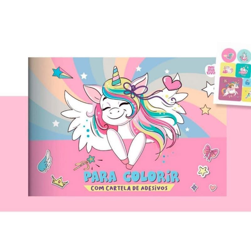 LIVRO PA COLORIR 1/4 UNICORNIO 16 FOLHAS ANIMATIVA - REF. 10710 - PACOTE COM 20 UNIDADES