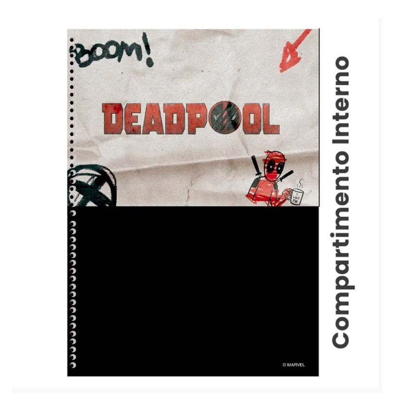 CADERNO 1 MATERIA CAPA DURA 80 FOLHAS DEADPOOL ANIMATIVA - REF. 10288 - PACOTE COM 4 UNIDADES