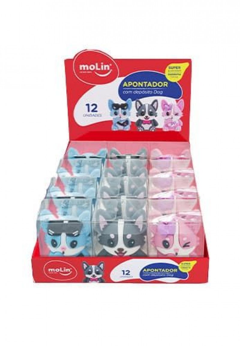 APONTADOR COM DEPOSITO DOG MOLIN - REF. 15449 - CAIXA COM 12 UNIDADES