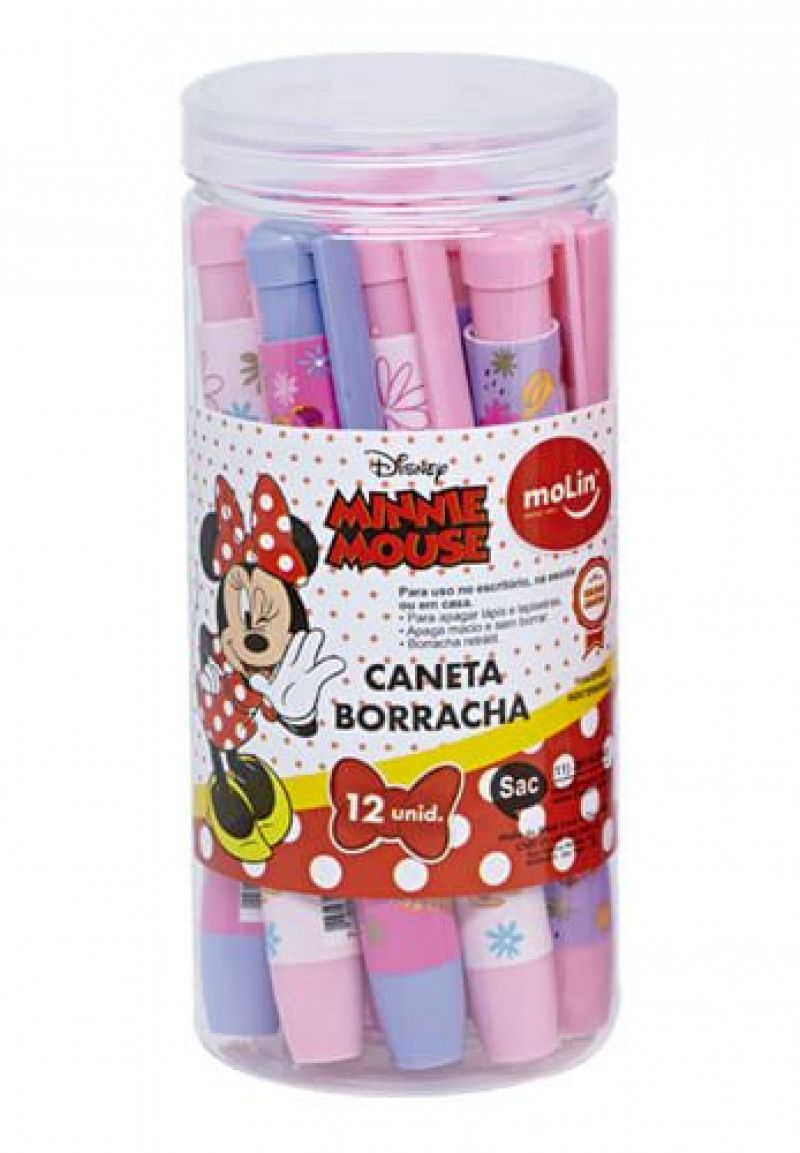 BORRACHA CANETA MINNIE MOLIN - REF. 22382 - PACOTE COM 12 UNIDADES