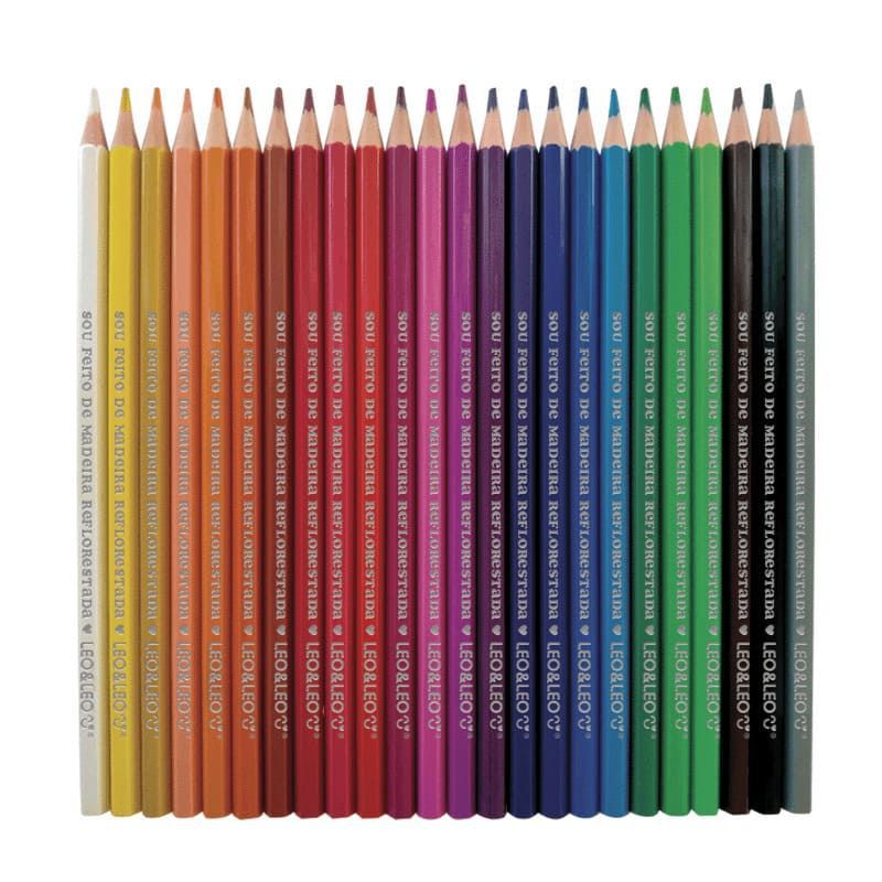 LAPIS 24 CORES SEXTAVADO MADEIRA LEO E LEO - REF. 10271 - PACOTE COM 6 UNIDADES