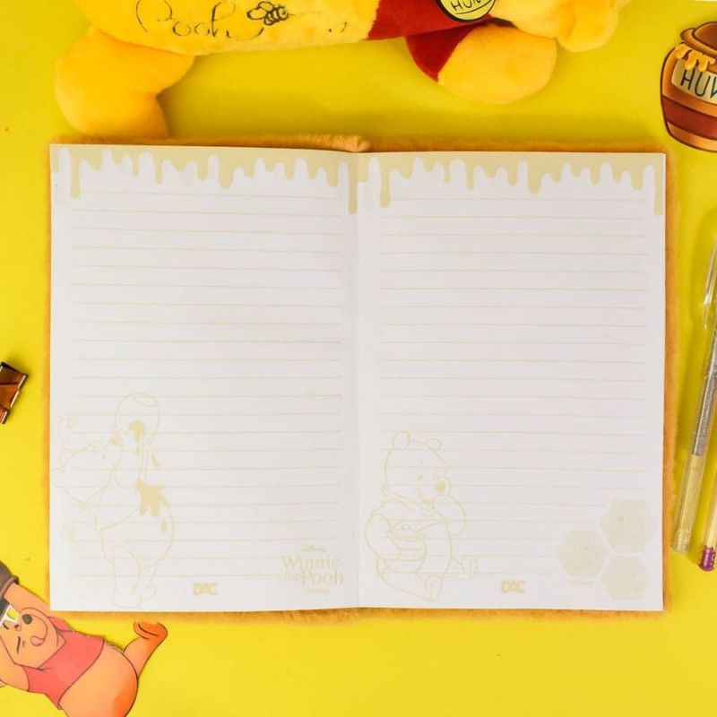 CADERNO BROCHURA 1/4 CAPA DURA 80 FOLHAS FLUFFY POOH DAC - REF. 4786 - PACOTE COM 4 UNIDADES