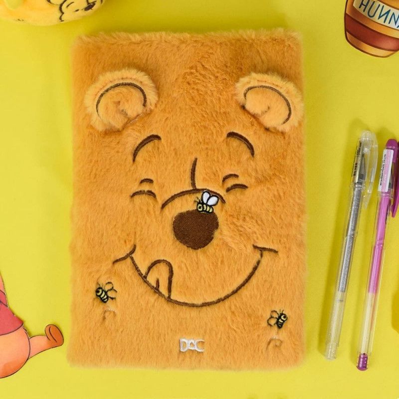 CADERNO BROCHURA 1/4 CAPA DURA 80 FOLHAS FLUFFY POOH DAC - REF. 4786 - PACOTE COM 4 UNIDADES