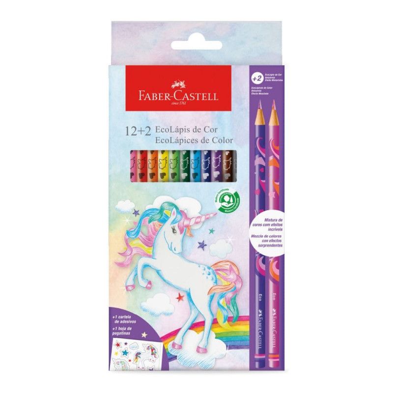 LAPIS 12 CORES +2 COLECAO UNICORNIO FABER-CASTELL - REF. 120912+2UNI - PACOTE COM 12 UNIDADES