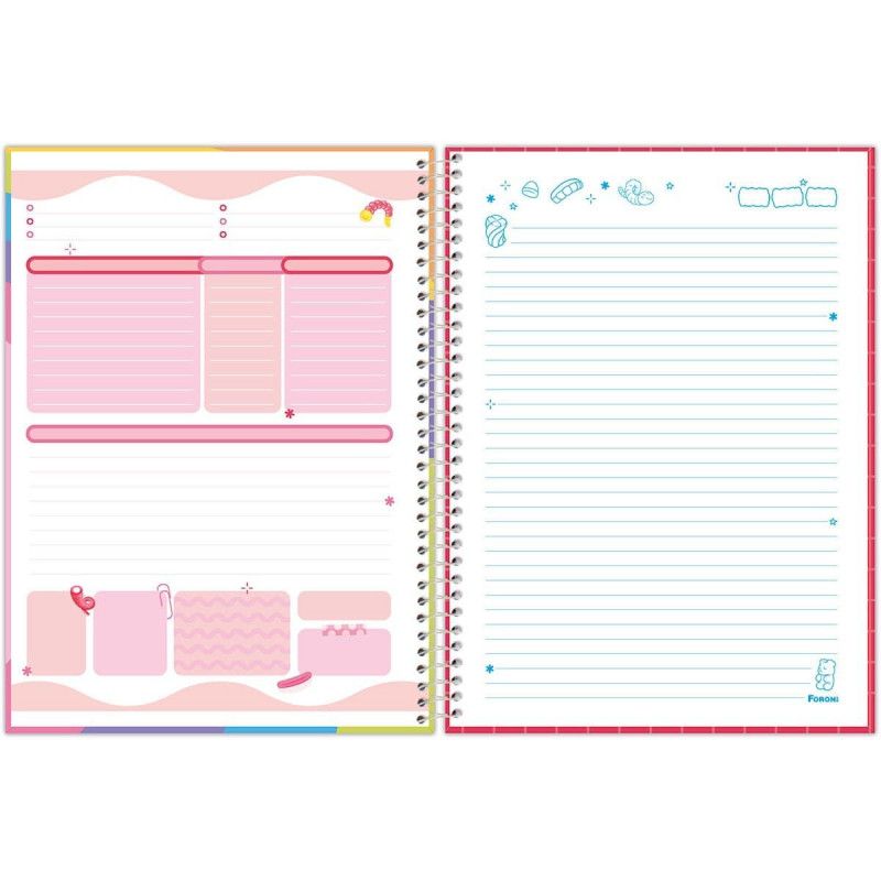CADERNO 10 MATERIAS CAPA DURA 160 FOLHAS FINI FORONI - REF. 3370266 - PACOTE COM 4 UNIDADES