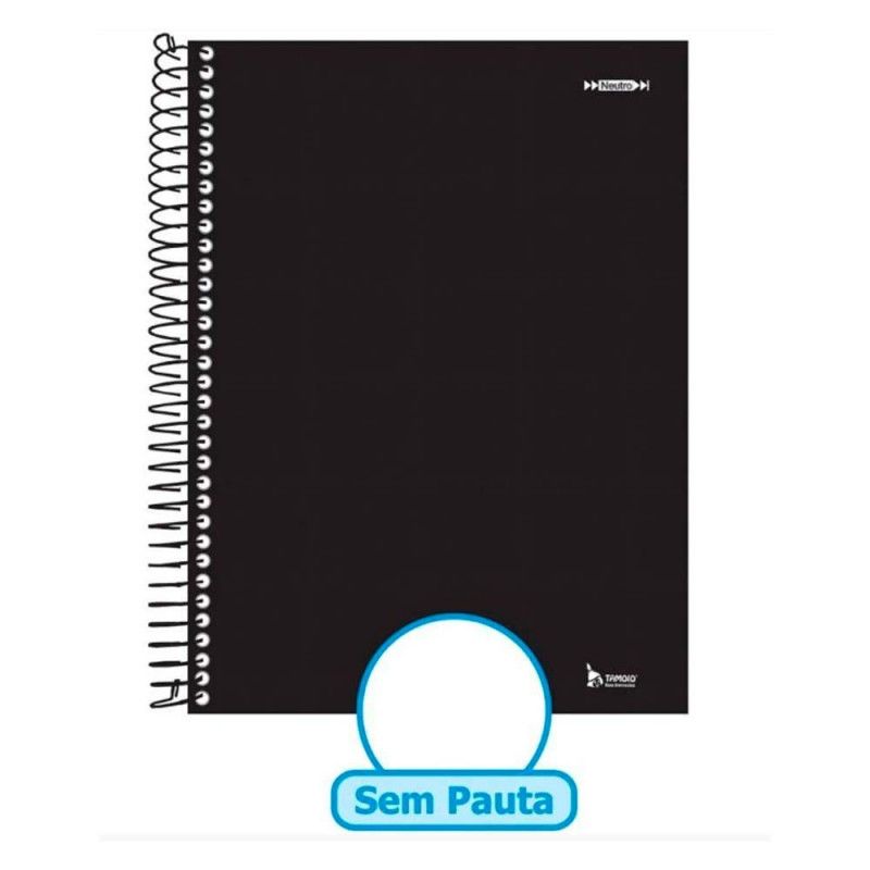 CADERNO 1 MATERIA CAPA DURA 96 FOLHAS SEM PAUTA NEUTRO PRETO TAMOIO - REF. 02431 - PACOTE COM 4 UNIDADES