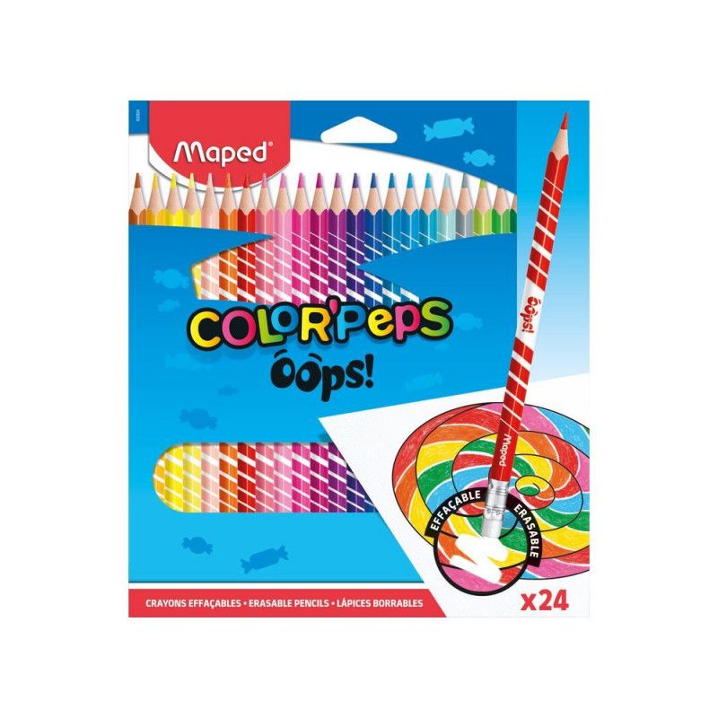 LAPIS 24 CORES APAGAVEL COLORPEPS OOPS APAGAVEL MAPED - REF. 832824 - CAIXA COM 12 UNIDADES