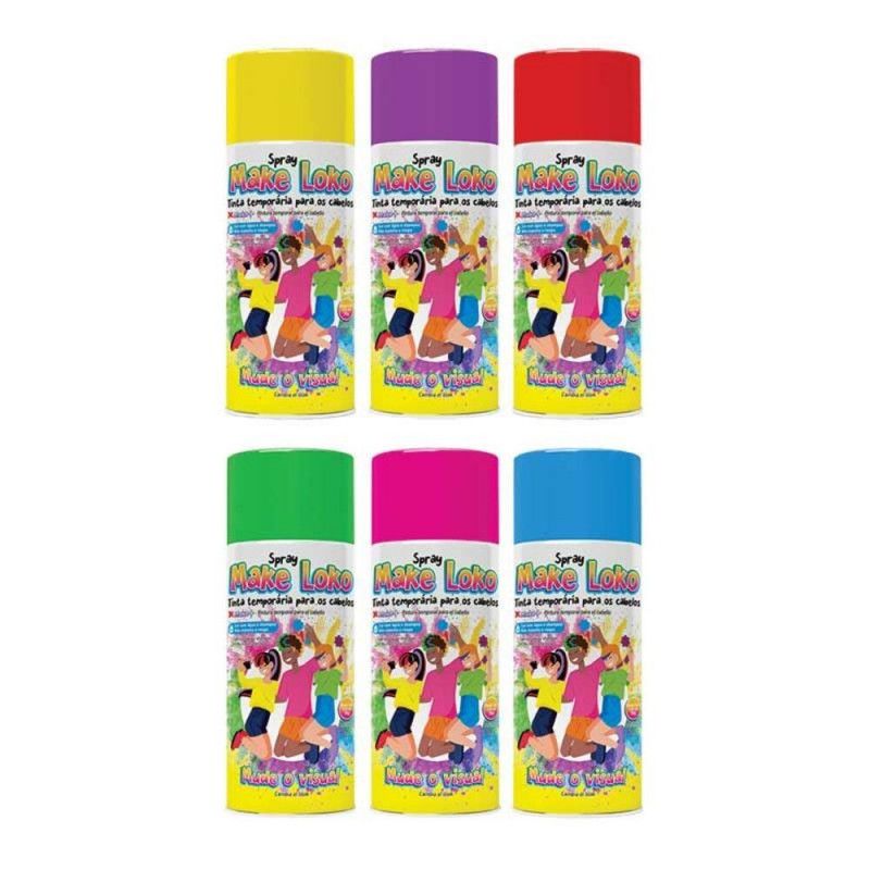 SPRAY PINTA CABELO 120ML 70G SORTIDO MAKE - REF. 2870 - CAIXA COM 24 UNIDADES