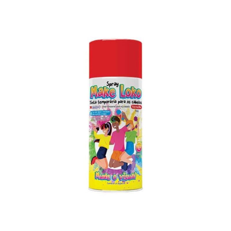 SPRAY PINTA CABELO 120ML 70G VERMELHO MAKE+ - REF. 2877 - 1 UNIDADE
