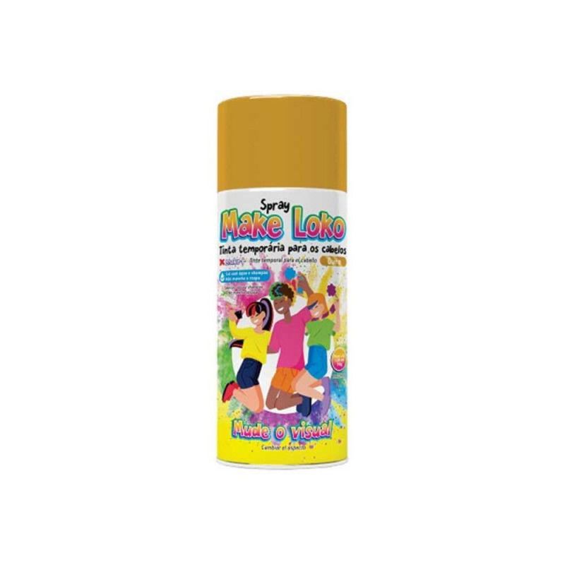 SPRAY PINTA CABELO BRILHO 120ML 70G DOURADO MAKE+ - REF. 2880 - CAIXA COM 24 UNIDADES