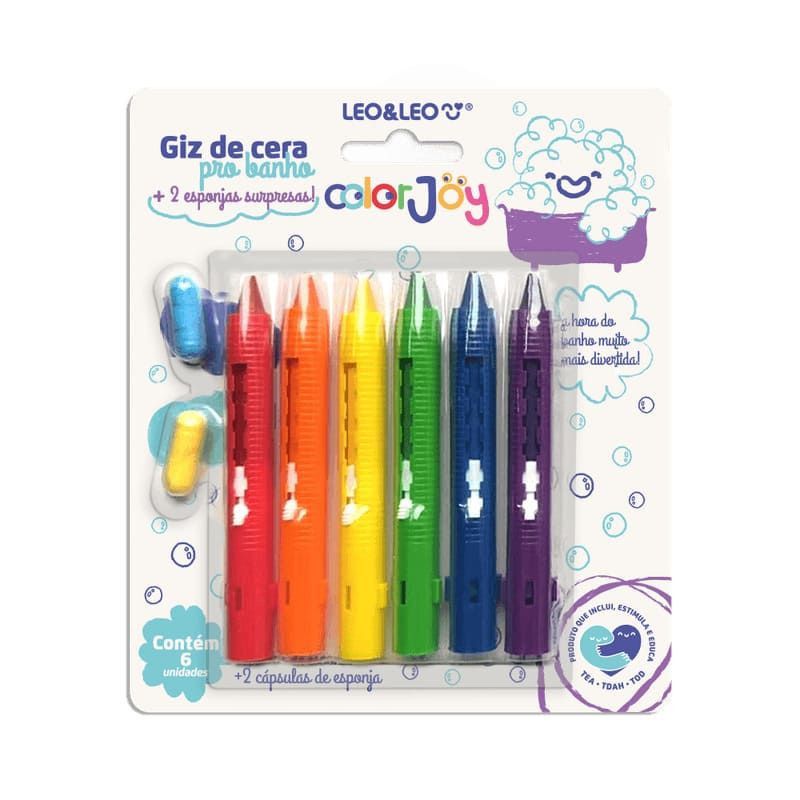 GIZ CERA 6 CORES RETRATIL PARA BANHO COM 2 ESPONJA - REF. 10224 - CAIXA COM 12 UNIDADES
