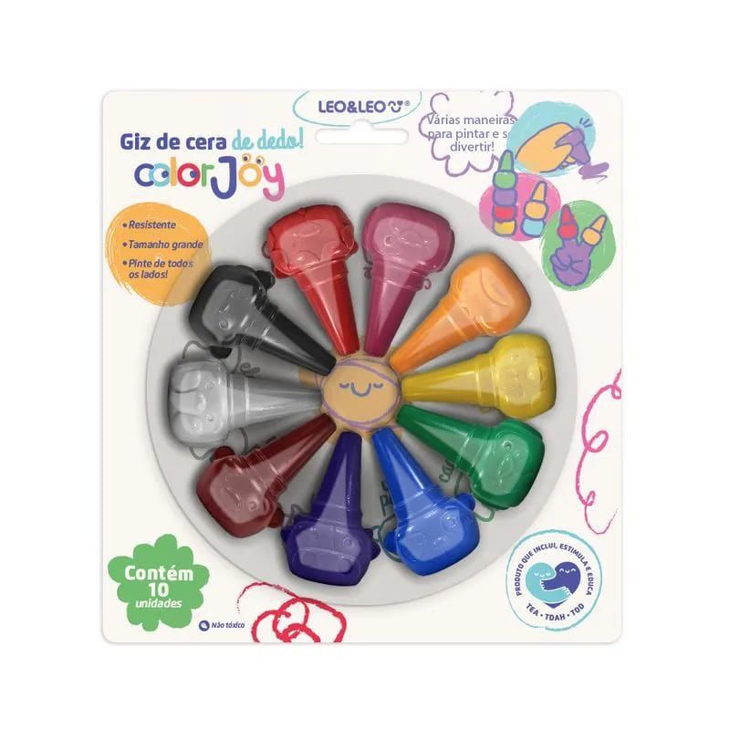GIZ CERA 10 CORES ENCAIXA DEDO COLOR JOY - REF. 10225 - 1 UNIDADE