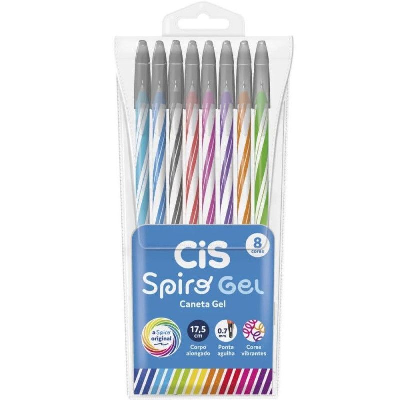 CIS SPIRO GEL CANETA ESTOJO C/8 CORES - 5.7744 UN COM 1 UN