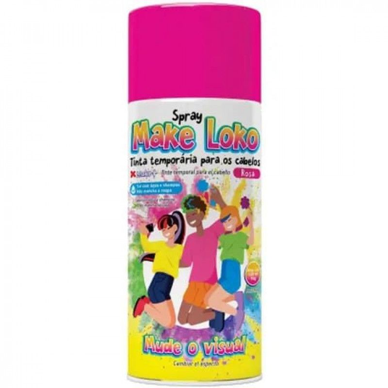 SPRAY PINTA CABELO 120ML 70G ROSA MAKE+ - REF. 2873 - 1 UNIDADE