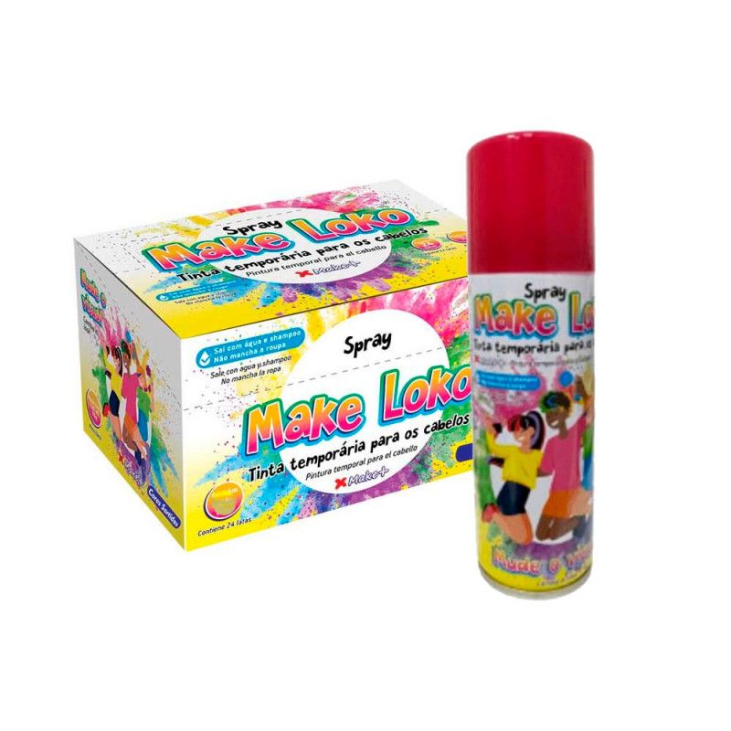 SPRAY PINTA CABELO 120ML 70G ROSA MAKE+ - REF. 2873 - CAIXA COM 12 UNIDADES