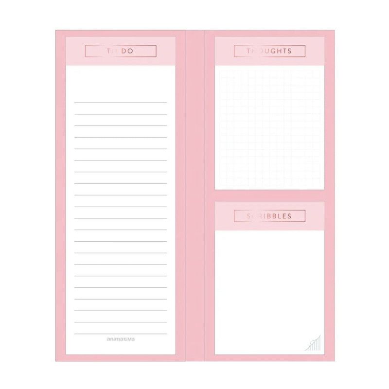 BLOCO DE NOTAS 3 E M 1 23X9 90 FOLHAS ROSA ROSE ANIMATIVA - REF. 9829 - PACOTE COM 6 UNIDADES