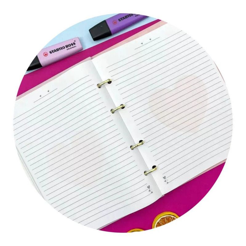 BLOCO PARA FICHARIO 80 FOLHAS COLEGIAL DOCE ROMANCE LARISSA MANOELA - REF. 10933 - PACOTE COM 5 UNIDADES