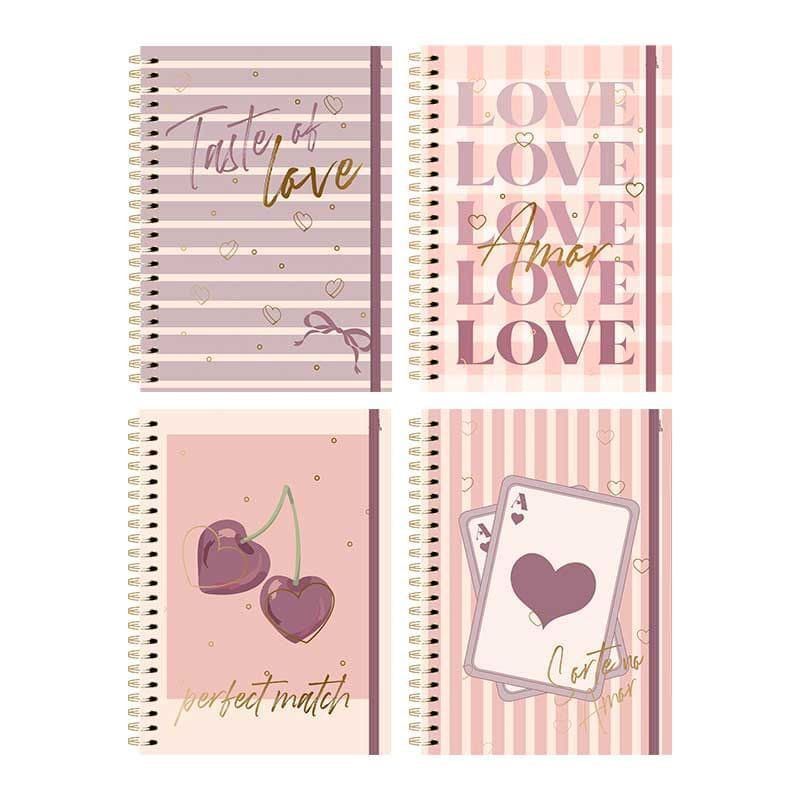 CADERNO 1 MATERIA CAPA DURA 80 FOLHAS DOCE ROMANCE LARISSA MANOELA - REF. 10897 - PACOTE COM 4 UNIDADES