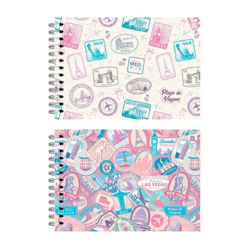 PLANNER ESPIRAL 1/4 80 FOLHAS PLANO DE VIAGENS WANDER - REF. 10908 - PACOTE COM 4 UNIDADES
