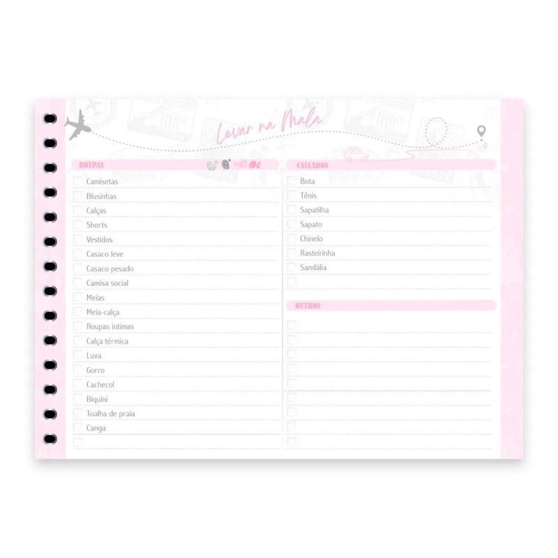 PLANNER ESPIRAL 1/4 80 FOLHAS PLANO DE VIAGENS WANDER - REF. 10908 - PACOTE COM 4 UNIDADES