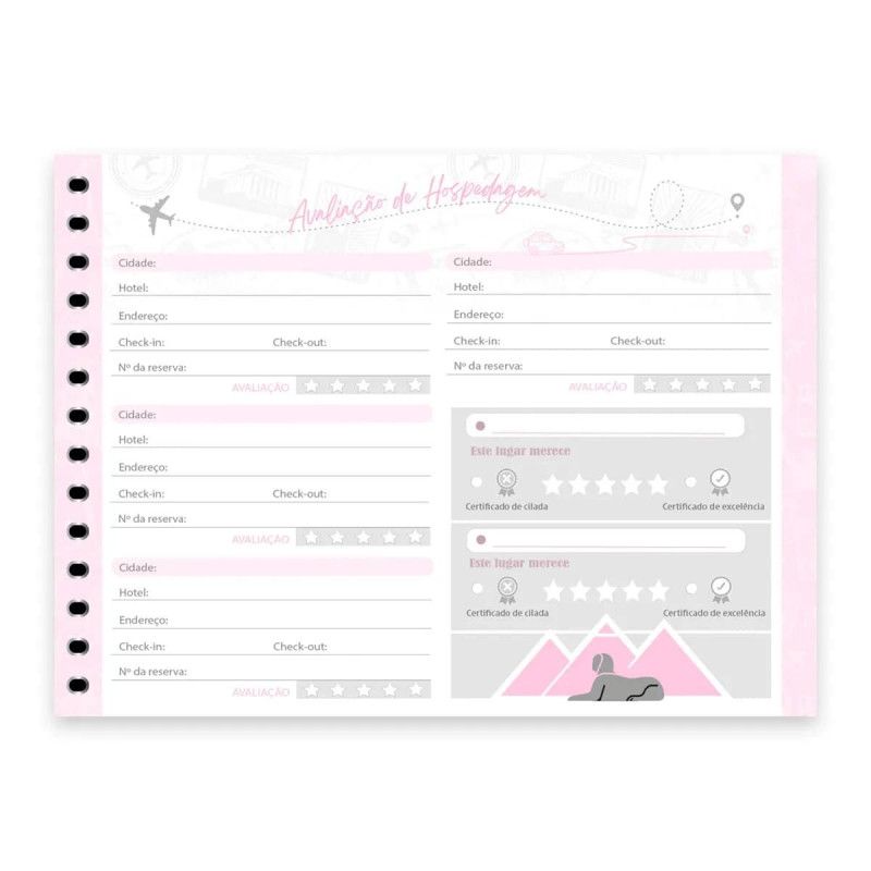 PLANNER ESPIRAL 1/4 80 FOLHAS PLANO DE VIAGENS WANDER - REF. 10908 - PACOTE COM 4 UNIDADES