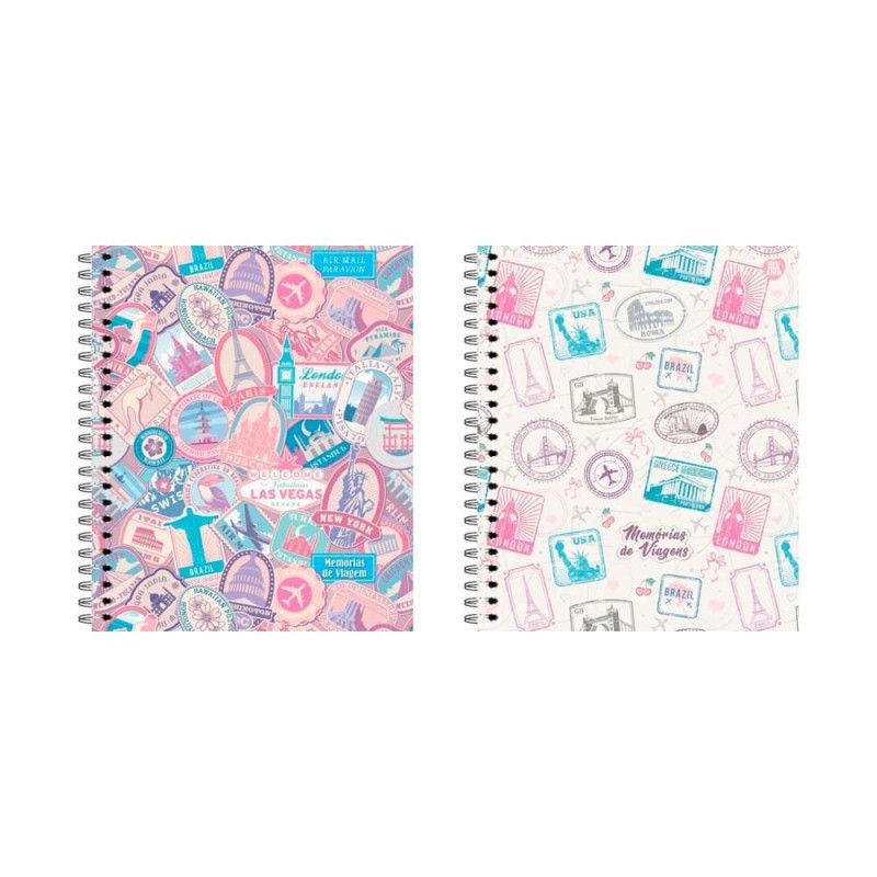 CADERNO 1 MATERIA CAPA DURA COM ADESIVO MEMORIA LARISSA MANOELA - REF. 10912 - PACOTE COM 2 UNIDADES