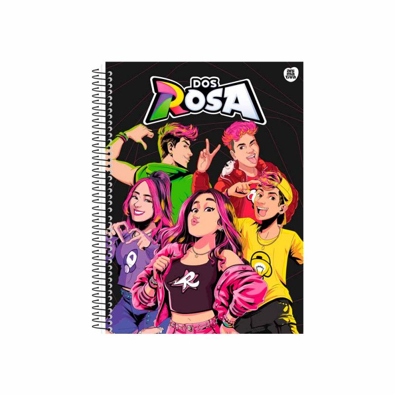 CADERNO 1 MATERIA CAPA DURA 80 FOLHAS DOS ROSA EMILLY VICK ANIMATIVA - REF. 10939 - PACOTE COM 4 UNIDADES