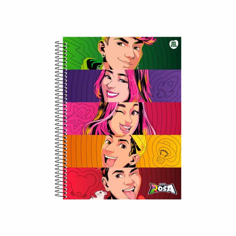 CADERNO 1 MATERIA CAPA DURA 80 FOLHAS DOS ROSA EMILLY VICK ANIMATIVA - REF. 10939 - PACOTE COM 4 UNIDADES