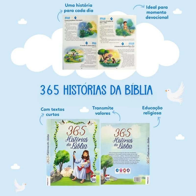 LIVRO 365 HISTORIAS DA BIBLIA HAPPY BOOKS - REF. 302899 - 1 UNIDADE