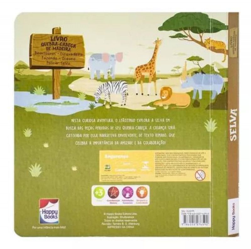 LIVRO QUEBRA CABECA MADEIRA SELVA HAPPY BOOKS - REF. 313599 - 1 UNIDADE