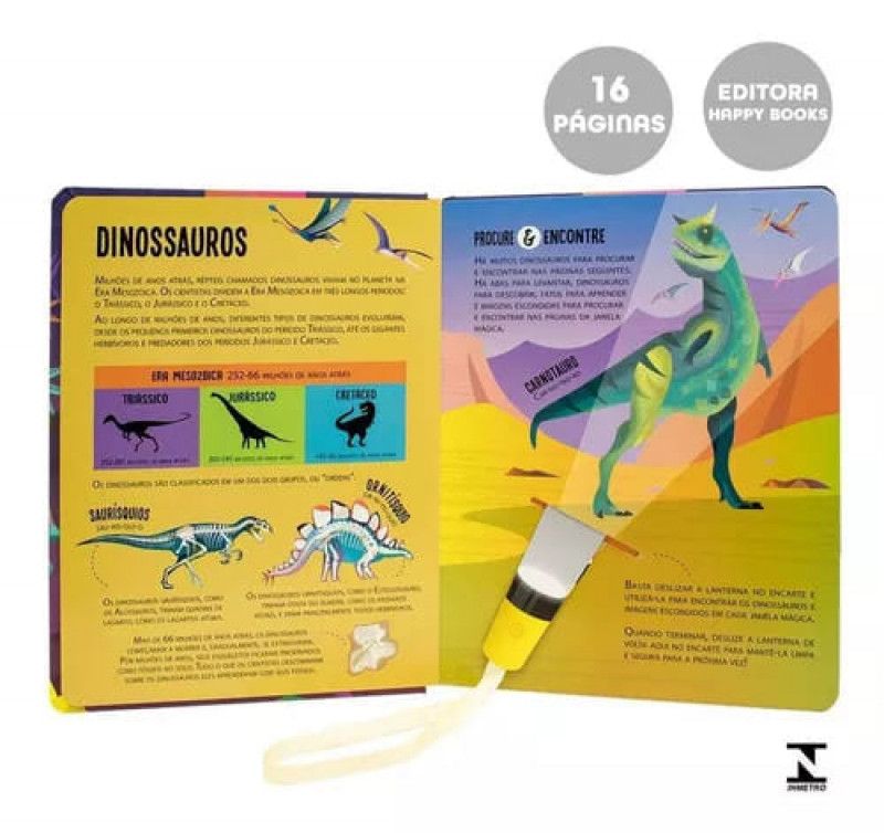 LIVRO LANTERNA PROCURE ENCONTRE DINOSSAURO HAPPY BOOKS - REF. 309435 - 1 UNIDADE
