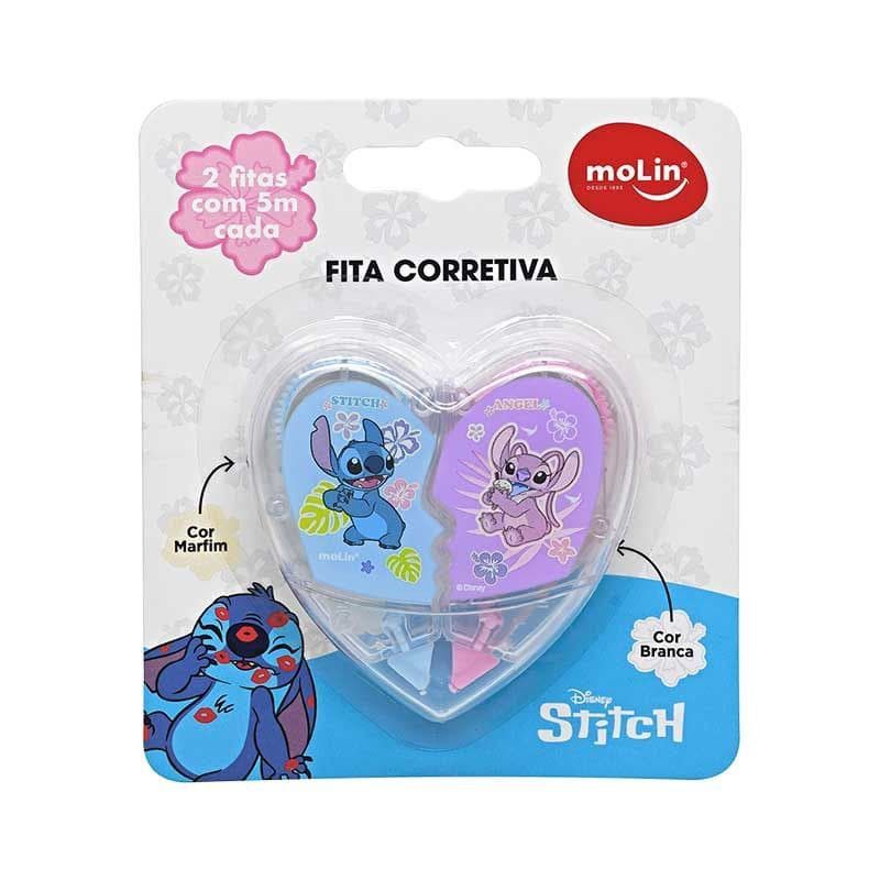 CORRETIVO EM FITA 5MMX5M STITCH CORACAO COM 2 PECAS MOLIN - REF. 31368 - CAIXA COM 10 UNIDADES