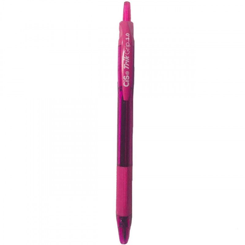 CANETA ESFEROGRAFICA 1.0 RETRATRIL TRIK GRIP ROSA CIS - REF. 76.1600 - CAIXA COM 12 UNIDADES