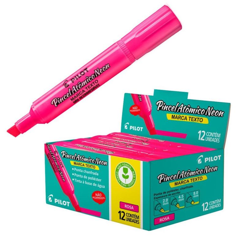 PINCEL MARCA TEXTO ROSA NEON JUMBO PILOT - REF. 1440005CX012RO - CAIXA COM 12 UNIDADES