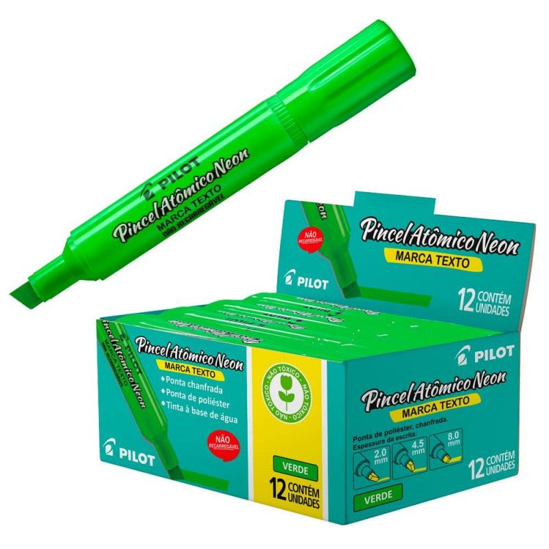 PINCEL MARCA TEXTO VERDE NEON JUMBO PILOT - REF. 1440005CX012VD - CAIXA COM 12 UNIDADES