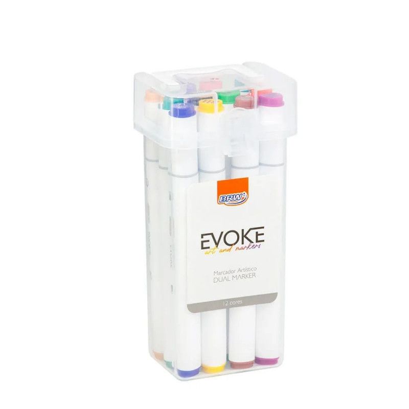 PINCEL MARCADOR ARTISTICO DUAL MARKER COM 12 BRW - REF. DM1200 - 1 UNIDADE