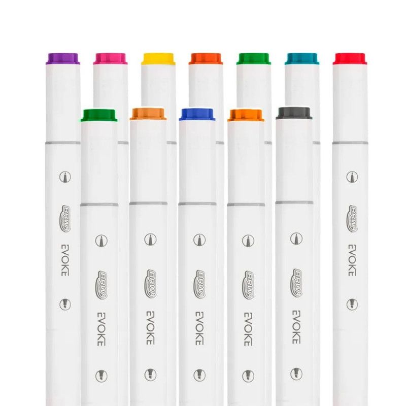 PINCEL MARCADOR ARTISTICO DUAL MARKER COM 12 BRW - REF. DM1200 - 1 UNIDADE