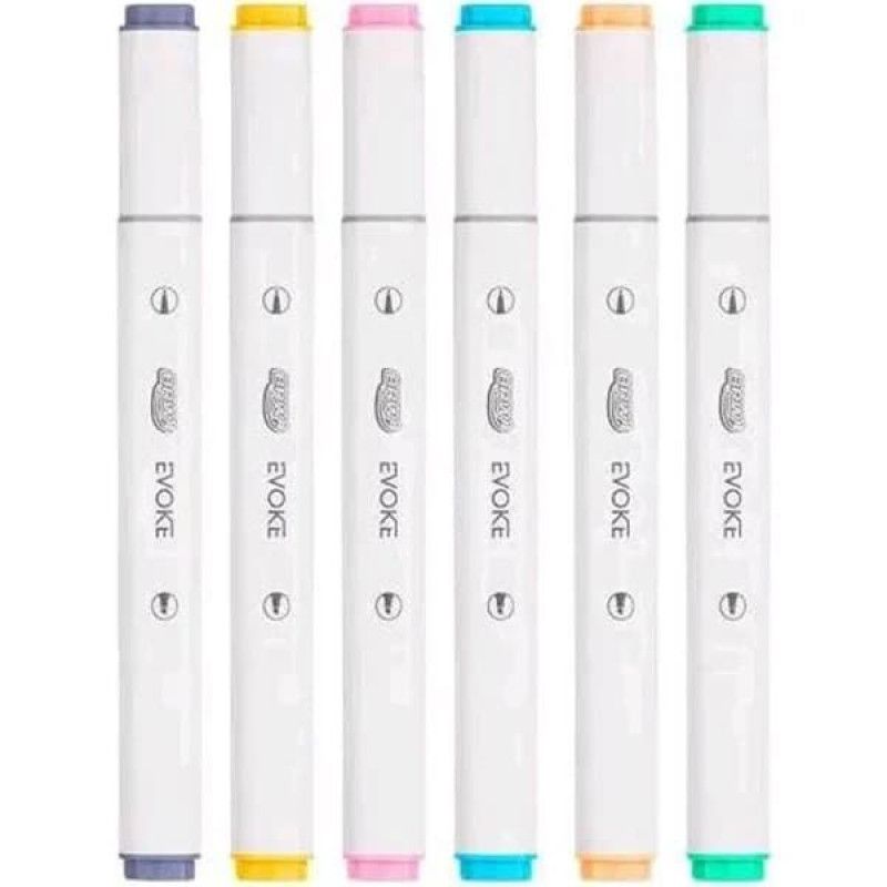 PINCEL MARCADOR ARTISTICO DUAL MARKER PASTEL COM 6 BRW - REF. DM0602 - 1 UNIDADE
