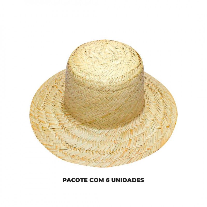 CHAPEU DE PALHA BRASILIA 08 KLF FESTAS - REF. C022 - PACOTE COM 6 UNIDADES