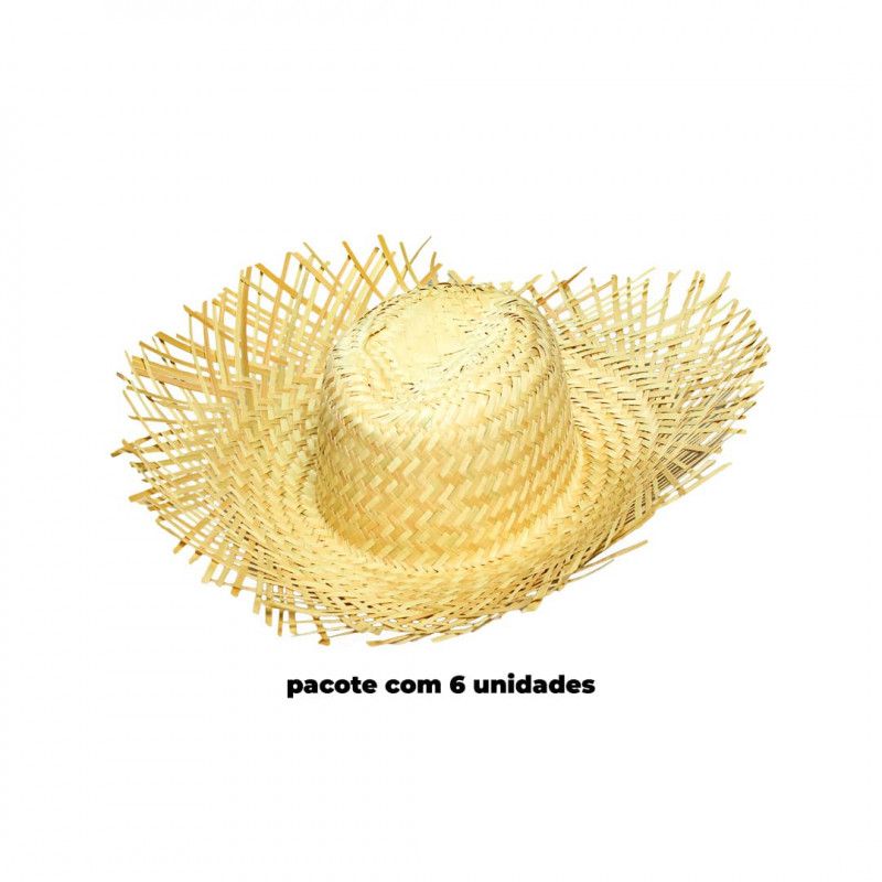 CHAPEU PALHA ITALIANINHO DESFIADO INFANTIL KLF FESTAS  - REF. C071 - PACOTE COM 6 UNIDADES