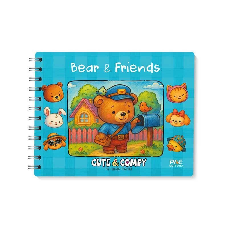 LIVRO COLORIR ESPIRAL BEAR E FRIENDS AZUL PAE EEDITORA - REF. 23564 - 1 UNIDADE