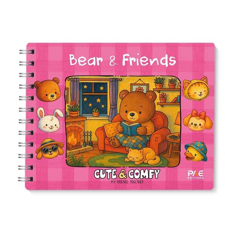 LIVRO COLORIR ESPIRAL BEAR E FRIENDS ROSA PAE EDITORA - REF. 23562 - 1 UNIDADE