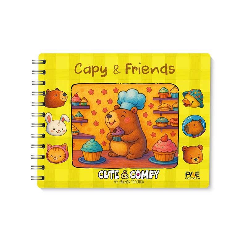 LIVRO COLORIR ESPIRAL CAPY E FRIENDS AMARELO PAE EDITORA - REF. 23560 - 1 UNIDADE