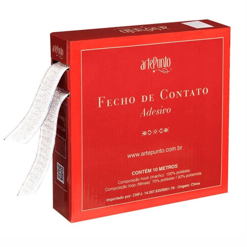 FECHO CONTATO ADESIVO 16MM BRANCO ARTEPUNTO – REF. FA001-016 BCO – PACOTE COM 10 UNIDADES