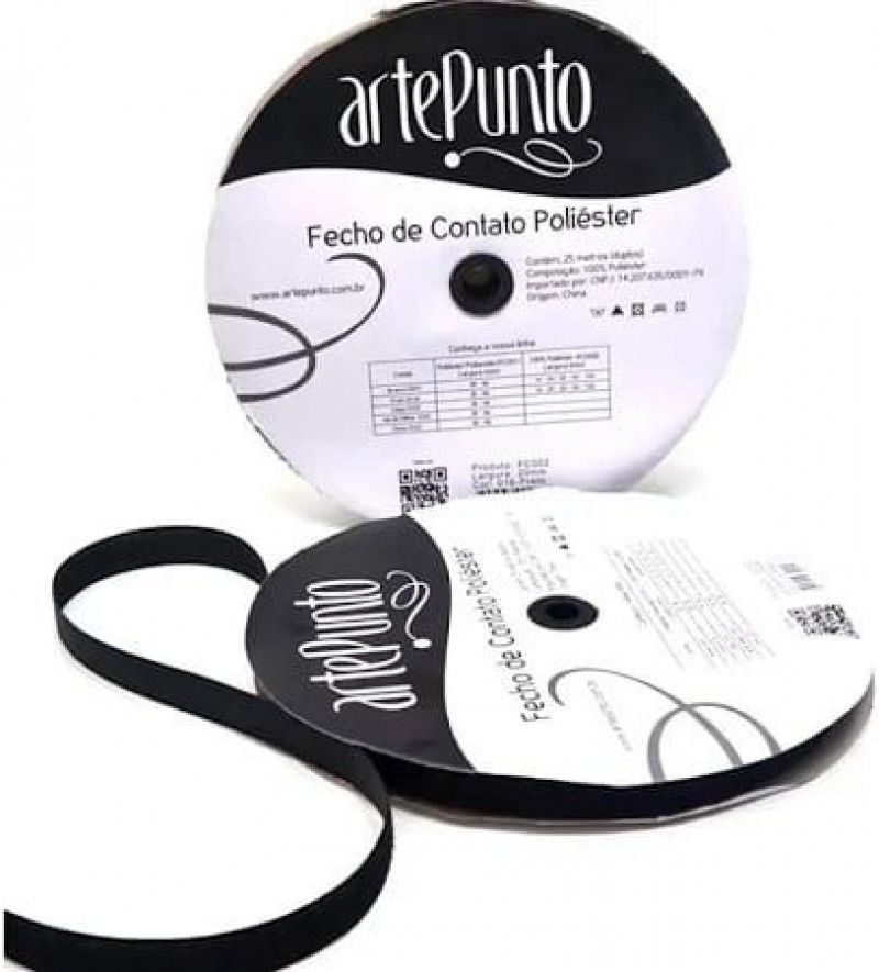 FECHO CONTATO 25MM PRETO ARTEPUNTO – REF. FC002-025 PTO – PACOTE COM 25 METROS