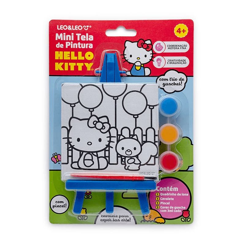 MINI TELA PINTURA COM CAVALETE HELLO KITTY LEO E LEO - REF. 10363 -  1 UNIDADE