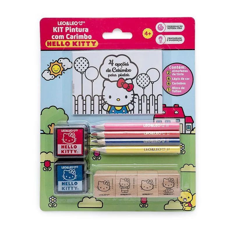 KIT PINTURA COM CARIMBO HELLO KITTY BLISTER LEO E LEO - REF. 10381 -  1 UNIDADE